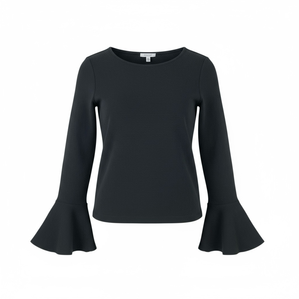 Jigsaw Fluted Sleeve Knit Top in Black - sz XS